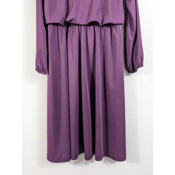 Vintage John Wynkoop for Penny Young plum dress polyester size m 1970s VTG - Picture 10 of 11